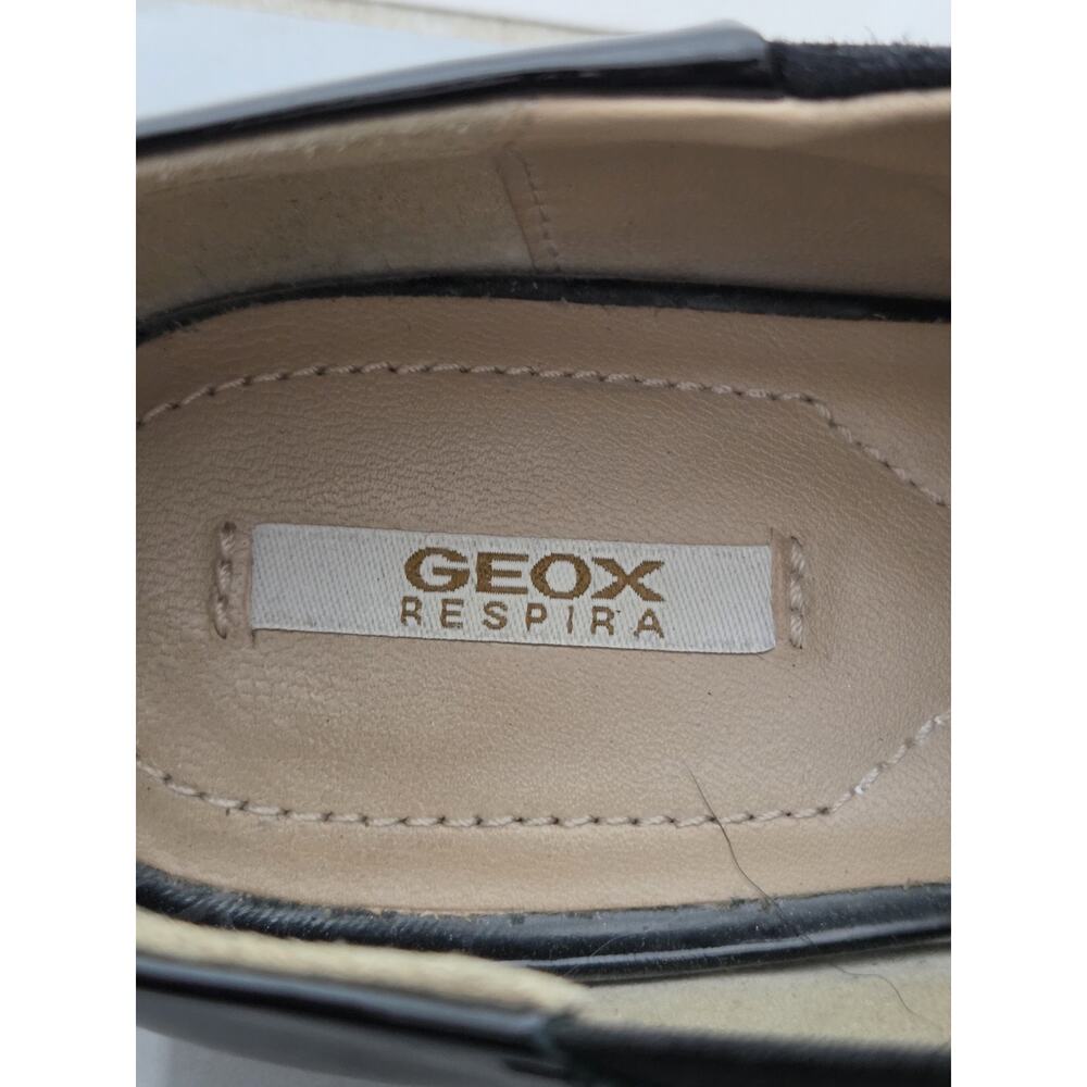 GEOX Respira D RHOSYN Black Shimmer Suede Patent Cap Toe Pointed Flats 37 - Picture 7 of 10